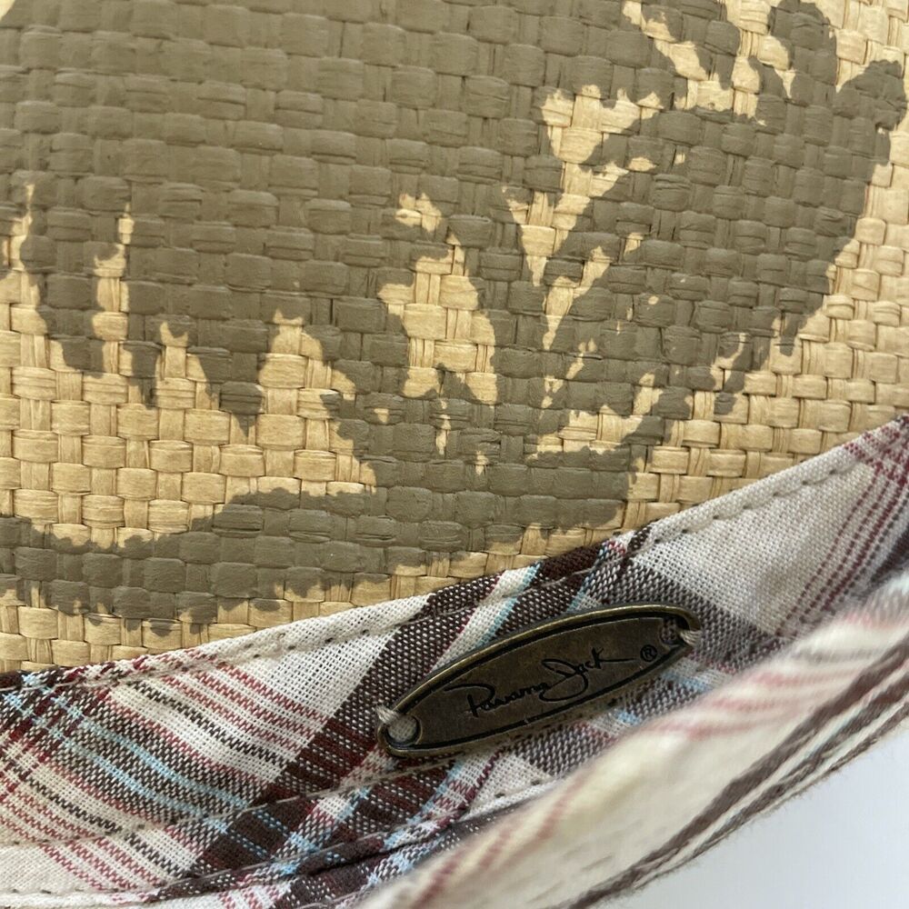 Vintage Panama Jack Fedora Palm Tree Plaid Pattern Beachy Preppy EUC LARGE/XL - Picture 6 of 11